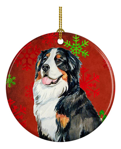 Lh9334-co1 Bernese Mountain Dog Red Snowflake Holiday C...
