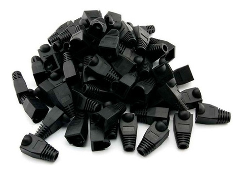 Imagen 3 de 4 de Funda De 100 Capuchones Boots Plástico Negro Conectores Rj45