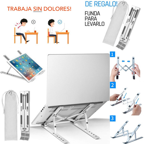 Imagen 3 de 5 de Soporte Para Notebook Ergonomico Regulable Base Plegable