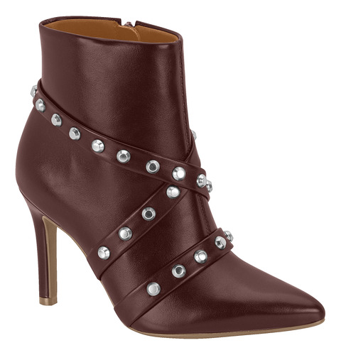 Bota Feminina Ankle Boot Vizzano Salto Fino Cano Baixo Spike