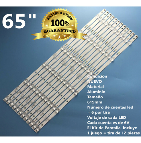 12 Tiras Con 6 Leds Compatible Para Tv-65uhd4k