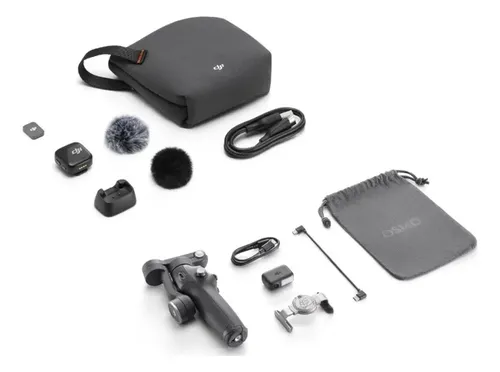 Mini Microfone Dji (1tx) +osmo 7p+rastreamento Ai Para Vlog Preto