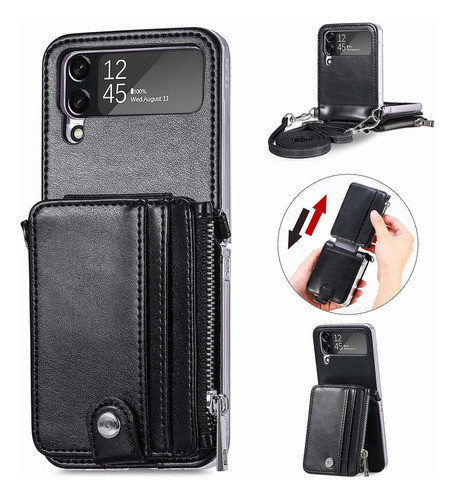 Funda Tipo Cartera Para Galaxy Z Flip 4 5g Con Cordón Ajusta