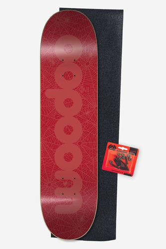 Tabla De Skate Woodoo Combo Araña Rojo Lija + Tornillos