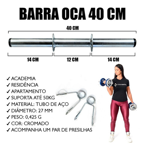 Imagem 5 de 7 de Kit Musculação Iniciante 12kg Anilhas + Barra 120 + Halteres