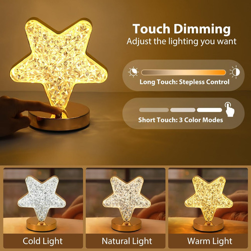 Lámpara De Mesa Con Forma De Estrella, Lámpara Táctil Regula