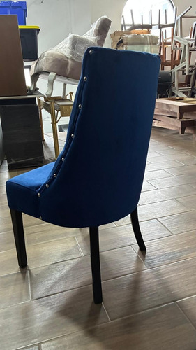 Silla Para Comedor Modelo Sofia Lisa Nogal Natural Chcolate Azul