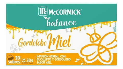 2 Pza Té Mccormick Balance Gordolobo Y Miel 20 Sobres