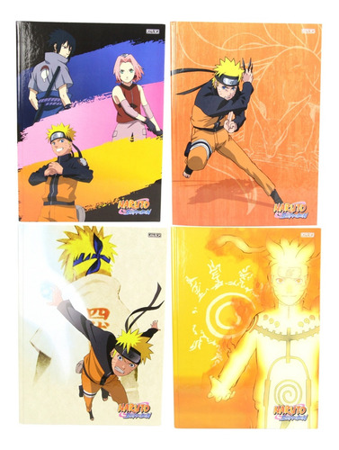 Caderno Brochura Capa Dura Naruto 80 Fls Kit Com 4 Unidades