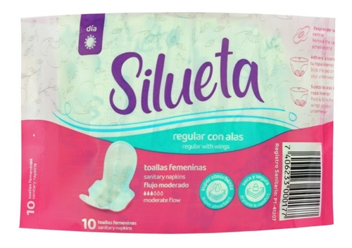 Imagen 2 de 2 de Toallas Sanitarias Silueta Diurnas Bulto De 24 Und.