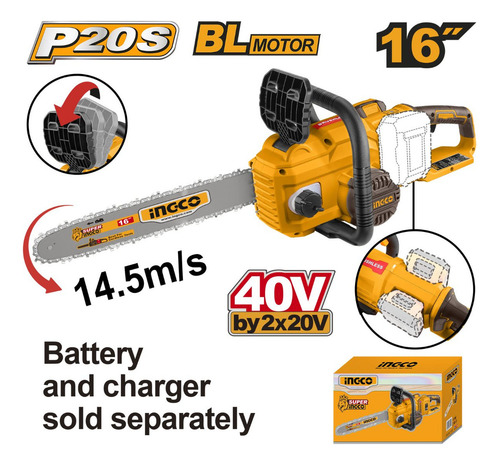 Motosserra Á Bateria 20v Portátil 16 Polegada CGSLI40168 Ingco