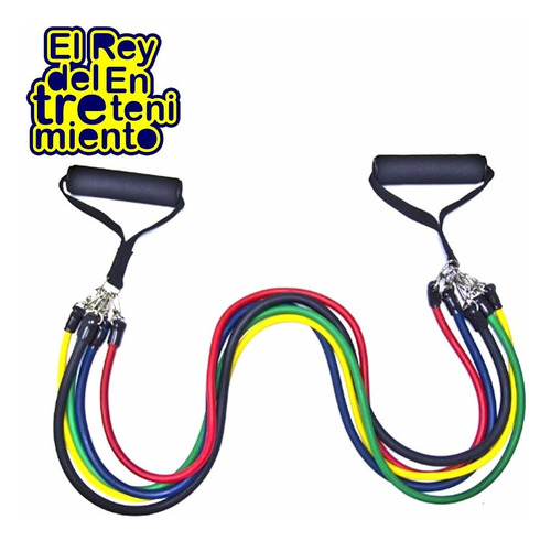 Set 5 Bandas Elástica Resistencia + Bolso +2 Handgrip El Rey