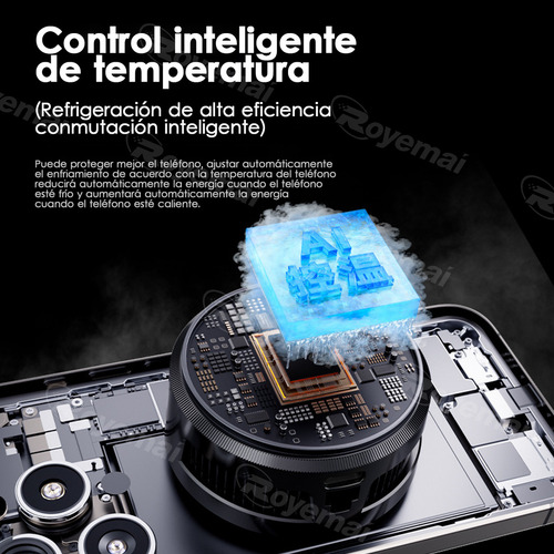Ventilador de Teléfono Celular Inteligente Royemai Rgb Cooler Gamer color Negro