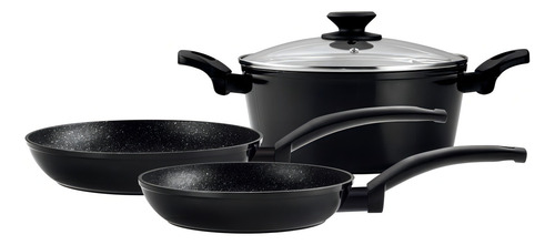 Batería Cacerola Sartenes Vivant Aluminio Negro Fagor