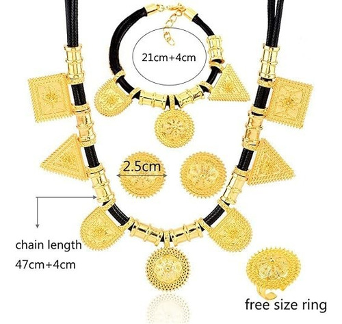 Juego De Accesorios Joyería Etiope Africano Chapado 24k