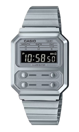 Reloj Unisex Casio A100we-7b Plateado Digital