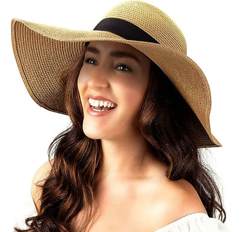 Sombrero De Paja Transpirable De Ala Ancha Para Mujer, De Ve