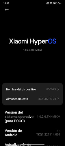 Celular Poco F3 6 128 Negro Hyperos