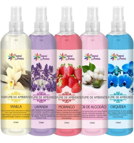 Atacado Kit 5 Perfume De Ambiente 240ml Odorizador Tropical