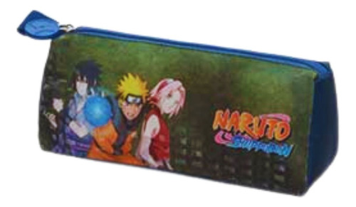 Estojo Simples Escolar Infantil Naruto Time 7 Pacific 978d13 Cor Azul Liso