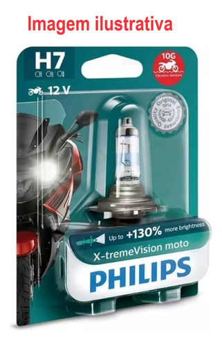 Lâmpada Philips H7 X-treme Vision Moto 12v 130% + Luz 55w
