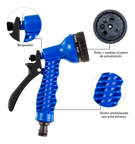 Imagen 7 de 10 de Manguera Flexible Extensible Hasta 15mts + Pistola De Riego