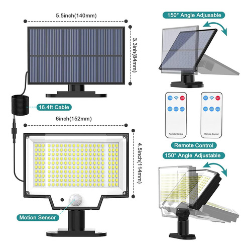 2pcs Al Aire Libre A Prueba Agua Control Remoto Luces Solare