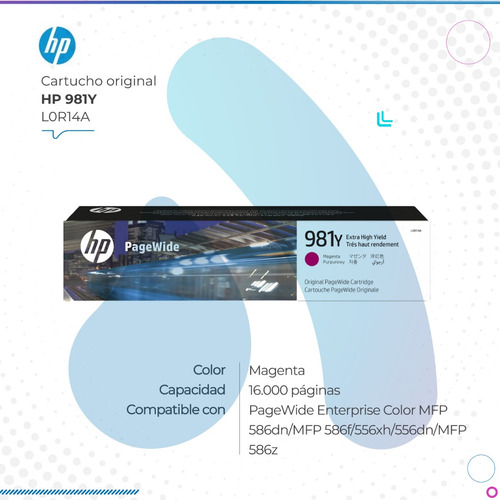 Cartucho Hp 981y Magenta Original L0r14a Hp Pagewide 586