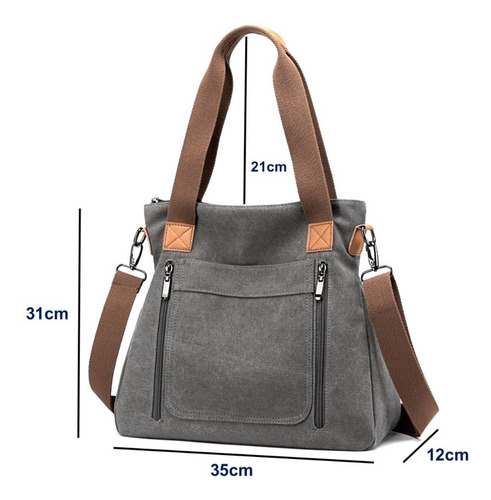 Bolsa Tiracolo Feminina Lona De Algodão E Couro