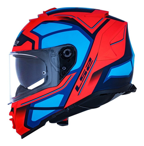 Capacete Moto Ls2 Storm Faster Laranja Red Fluor Loja @# Cor Laranja/Azul Tamanho do capacete 62/XL