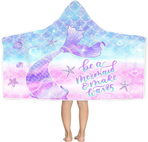 Bonsai Tree Beach Towel For Kids, Mermaid, With Hood