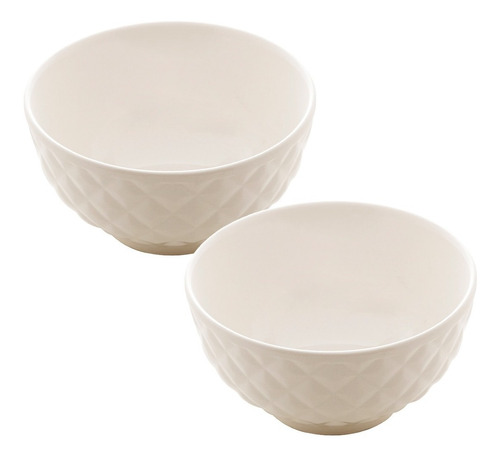 Bowl Tigela De Porcelana 2 Pçs Diamond Branco 11,5x6cm Lyor