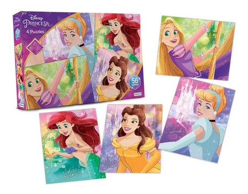 4 Puzzle / Rompecabezas - 56 Piezas - Princesa - Disney