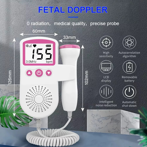 Doppler Fetal Monitor Para Bebe Escuchar Latidos Bebe Rosa