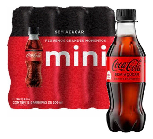 Refrigerante Coca Cola Sem Acucar Pet 200ml (12 Unidades)