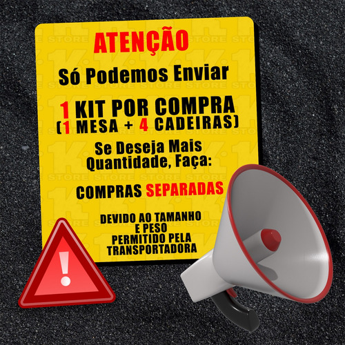 Kit Mesa Quadrada Monobloco Preta Com 4 Cadeiras Bistrô