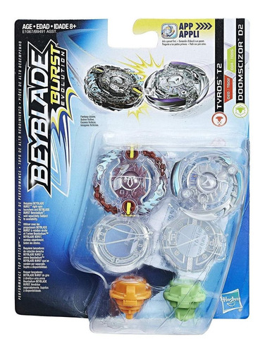 Beyblade Burst Evolución De Paquete Doble Tyros T2 Y Doomsci