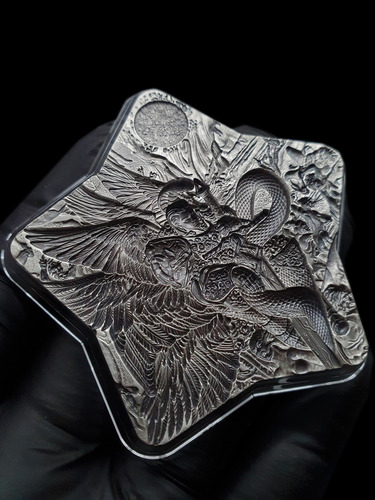 2 Onzas De Plata Pura Lucifer Alto Relieve