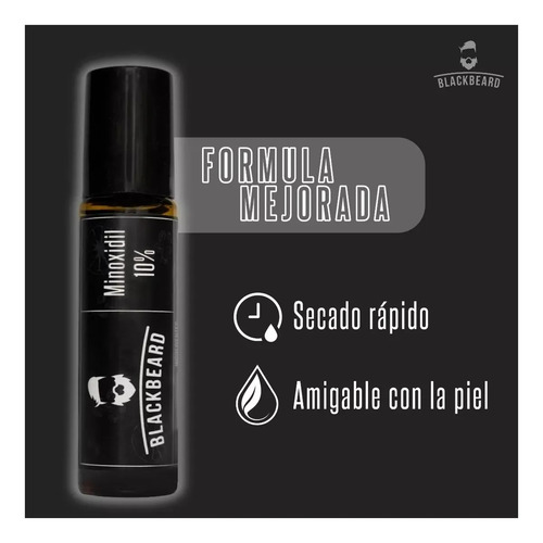 Minoxidil 10% Roll On Blackbeard Con Cafeína 10 Piezas