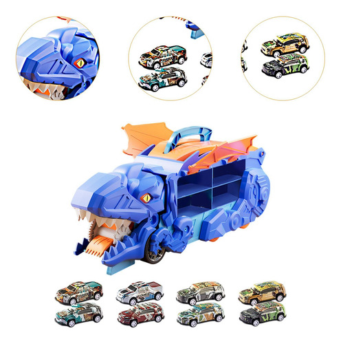 Camión De Transporte De Dinosaurios, Juguetes Con 8 Carros