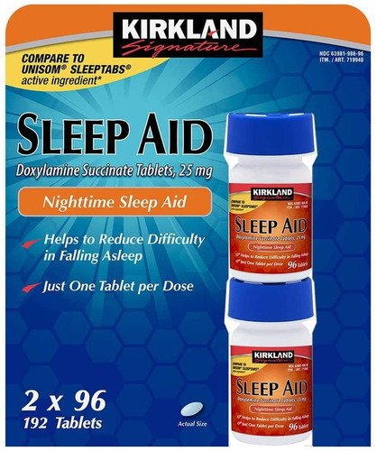 Sleep Aid Doxilamina Kirkland Signature 192 Tabs Sabor Sin Sabor