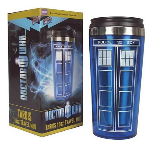 Botella De Café Tardis De Doctor Dr. Who Con Tapa, Acero Ino