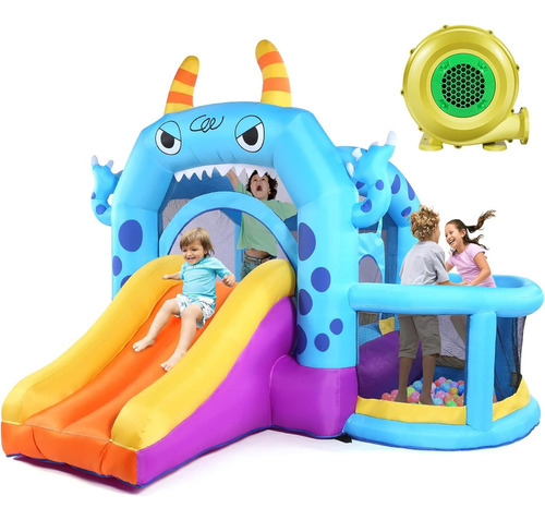Brincolin Infantil Castillo Para Niños Con Bomba Inflable Lona De Salto Azul