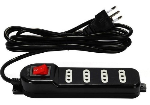 Macrotel Alargador Zapatilla Con Switch 4p 3mts Negro