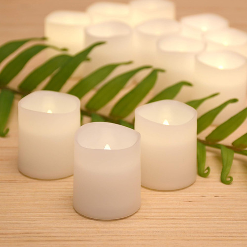 Velas Votivas A Pilas, Color Blanco, Juego De 12