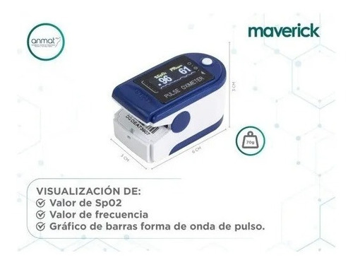 Imagen 7 de 8 de Oxímetro de pulso para dedo Contec CMS50D azul/blanco