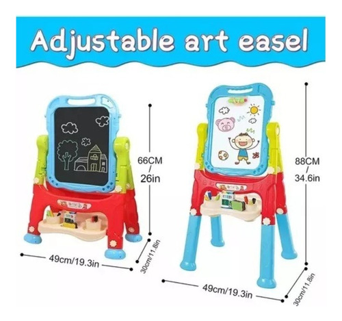Pizarra Para Niños Con Caballete Giratorio Plegable Infantil