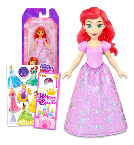 Disney Princess Muñeca Ariel Para Niñas, Paquete Con Mini.