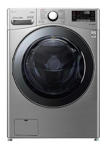 Lavadora LG Carga Frontal 22kg Wm22vv2s6br Acero Inox Gris