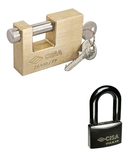 Imagen 1 de 10 de Candado Anticizalla Bronce + Candado De Arco Inoxidable Cisa
